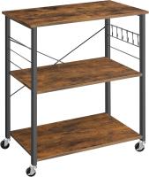 Estantería de Cocina con Ruedas, Carrito de Servicio de 3 Niveles, Estantería para Microondas, Horno, Tostadora, Marco de Metal con 6 Ganchos, Marrón Rústico y Negro KKS60XV1 - details 34