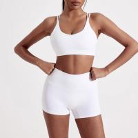 Sujetador deportivo cruzado de Color liso para mujer, Top deportivo ajustado suave de alta resistencia, ropa interior de entrenamiento integral para gimnasio y Yoga con almohadilla para el pecho - details 0