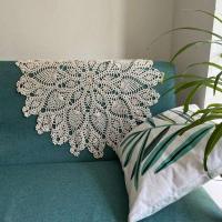 Posavasos ENCE vintage y chic hecho a mano de crochet de algodón natural RD de 60 cm, mantel para una sola persona, funda de sofá - details 4