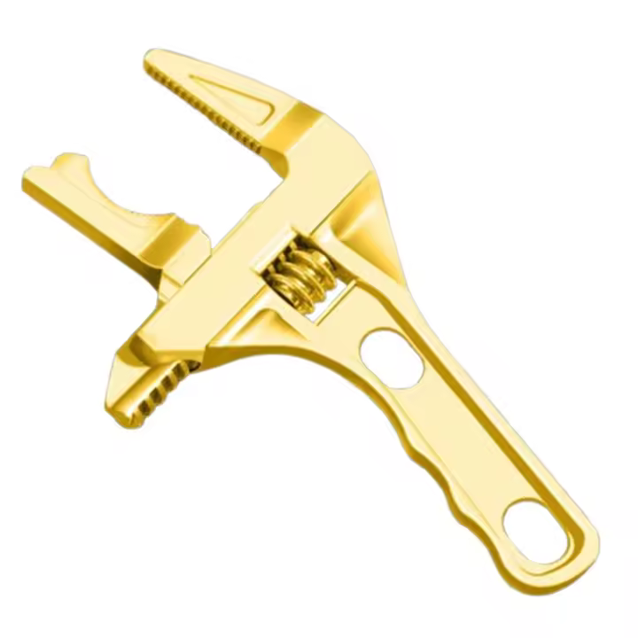 Llave ajustable de mango corto, llave para tubo de baño de alta dureza, llave de plomería Universal de gran apertura - 1