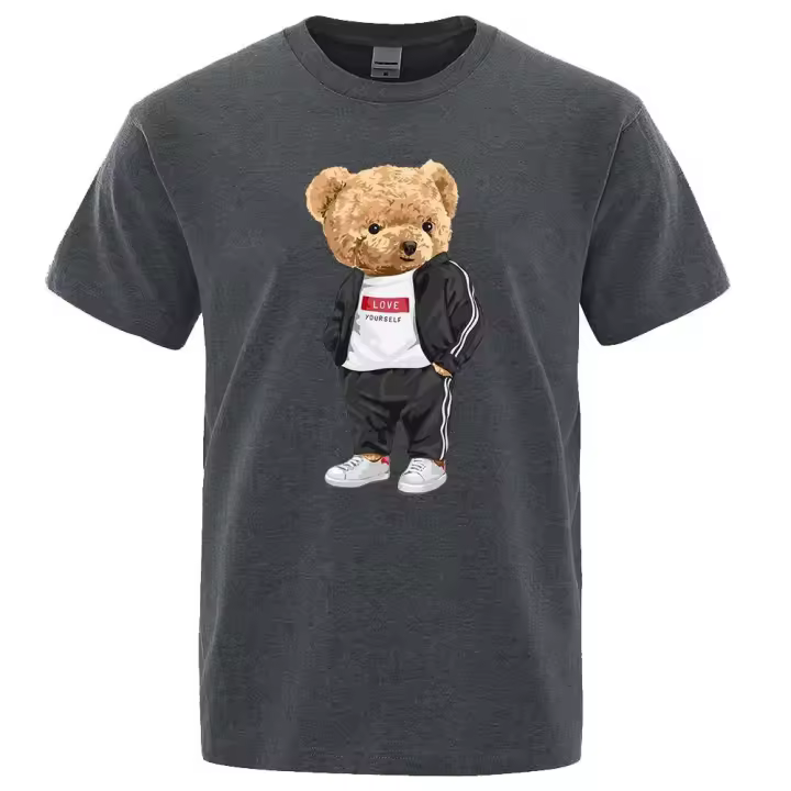 Camiseta deportiva de oso, ropa informal de algodón transpirable para hombre - 1