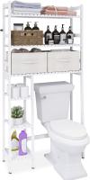 Estante de almacenamiento sobre el inodoro, organizador de baño grande de bambú de 6 niveles con 2 cajones para baño, lavadero (negro) - details 2