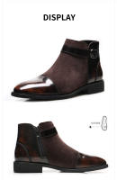 Botas Chelsea Botas de cuero de punta redonda para hombre, zapatos de cuero de caña alta Chanclos británicos - details 2