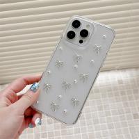 INS Japón Corea plata Bowknot teléfono caso para iPhone 16 15 14 13 12 11 Pro Max X XS XR 7 8 Plus chica epoxi claro brillo cubierta - details 5