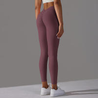 Pantalones de yoga con espalda en V para mujer, leggings sexys para entrenamiento Fiess, gimnasio, correr, cintura alta - details 44
