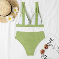 Conjunto de Bikini de Cintura Alta de V-Neck Sexy Traje de Baño de Push Up Negro para Mujeres - details 25
