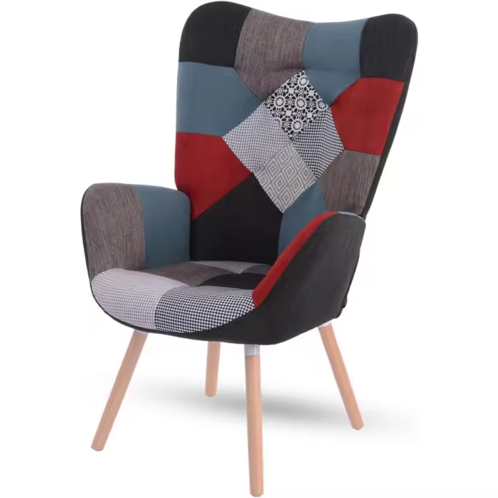 Escandinavo Sillones de salón Butaca nórdica sillón Acolchado con reposabrazos y patas de madera, tela, 66x71x109 cm - 1