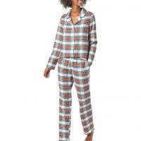 MoFiz Pijamas Mujer Algodón Cuadros Manga Larga con Traje Dos Piezas Casual Ropa de Casa Dormir con Botones - details 9