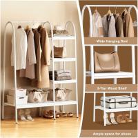 Perchero de pie para ropa con compartimentos de almacenamiento para dormitorio, entrada, percheros de pasillo, estante para ropa o perchero. - details 3