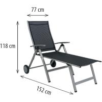 Silla de Jardín Plegable Monza, Silla Abatible de Aluminio y Textileno, Sillón de Balcón Respaldo Reclinable con 8 Posiciones, Plateado/Negro - details 19