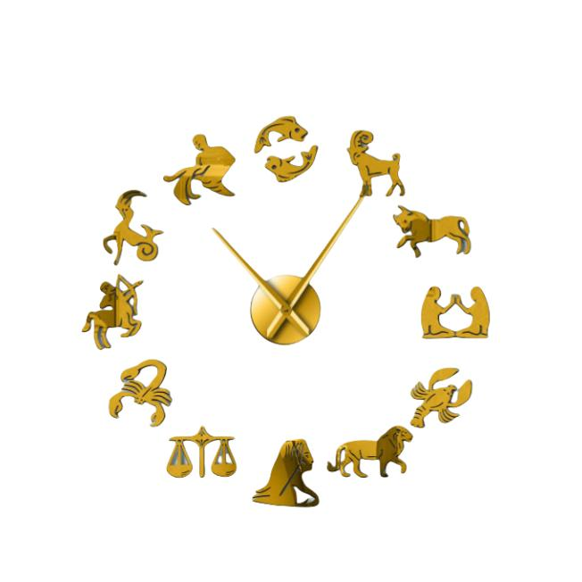 Reloj de pared de espejo acrílico GZ284 Amazon 12 Zodiac, reloj de pared grande de estilo europeo para sala de estar