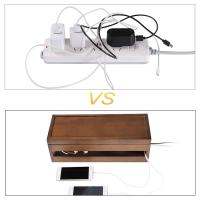 Caja organizadora de cables de madera, Protector contra sobretensiones, rayas de alimentación, Color café - details 3