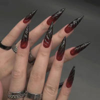 Uñas postizas de larga duración, cabeza puntiaguda difuminada, Ultra flexible, uso en actuaciones en escenario - details 5