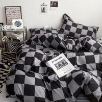 Juego de funda nórdica a cuadros negra y gris, ropa de cama Reversible con rejilla geométrica, funda de edredón suave para niños, adolescentes y adultos, decoración de dormitorio - details 9