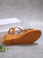 2025Nuevas Sandalias de Mujer de Verano Estilo Coreano Bohemio Cuña Punta Abierta Moda Sandalias de Mujer con Banda Elástica de Perlas - details 2