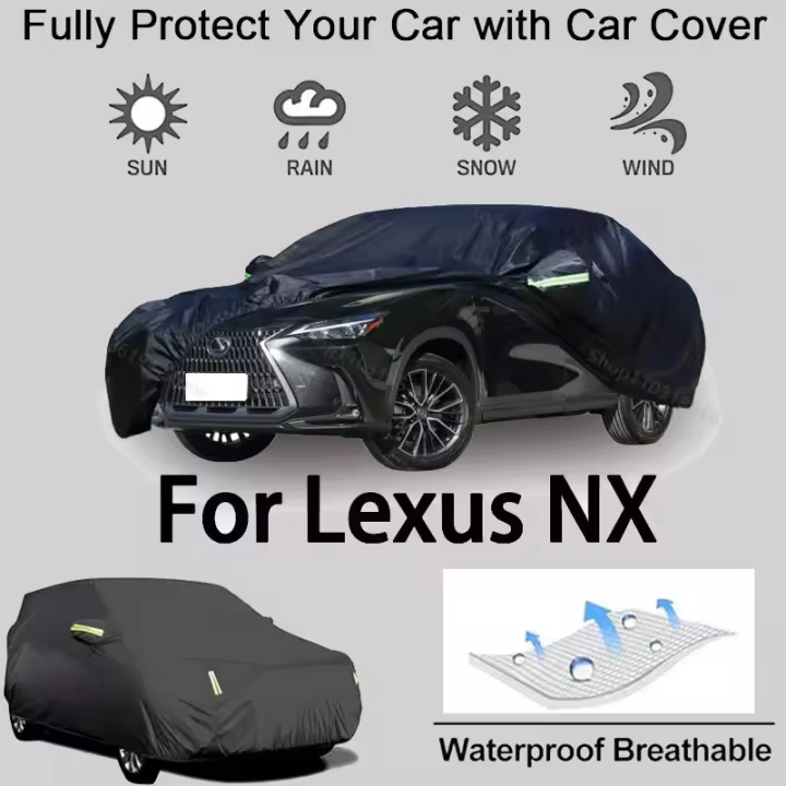 Funda completa para coche para Lexus NX, equipo protector para exteriores, a prueba de nieve, parasol, accesorios para automóviles impermeables y a prueba de polvo, negro - 1