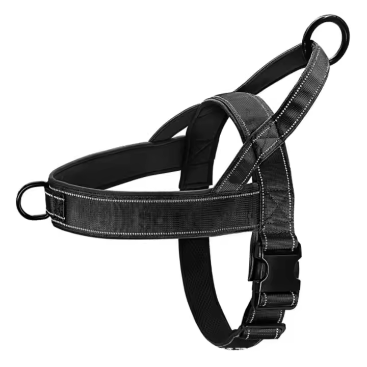 Chaleco con arnés para caminar para mascotas de nailon con tiras reflectantes, chaleco con correa ajustable para perros, resistente al desgaste, a prueba de explosiones - 1
