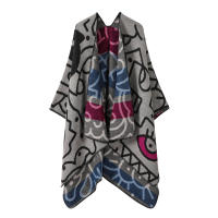 Mantel de Bloques de Color para Mujer Cape de Poncho de Frontal Abierto - details 3
