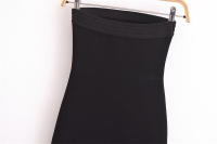 Vestido negro elegante de , elástico, sin espalda, escote asimétrico, sin tirantes, moda para mujer - details 8