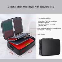 Bolsa de documentos impermeable y resistente al fuego, multicapa con cerradura, funda portátil para pasaporte, cierre de cremallera, maletín para archivos con asa cómoda - details 6
