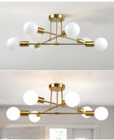 Luces de techo LED modernas, lámparas de techo industriales de hierro negro/dorado, nórdico, minimalista, para decoración del hogar, sala de estar, comedor - details 2