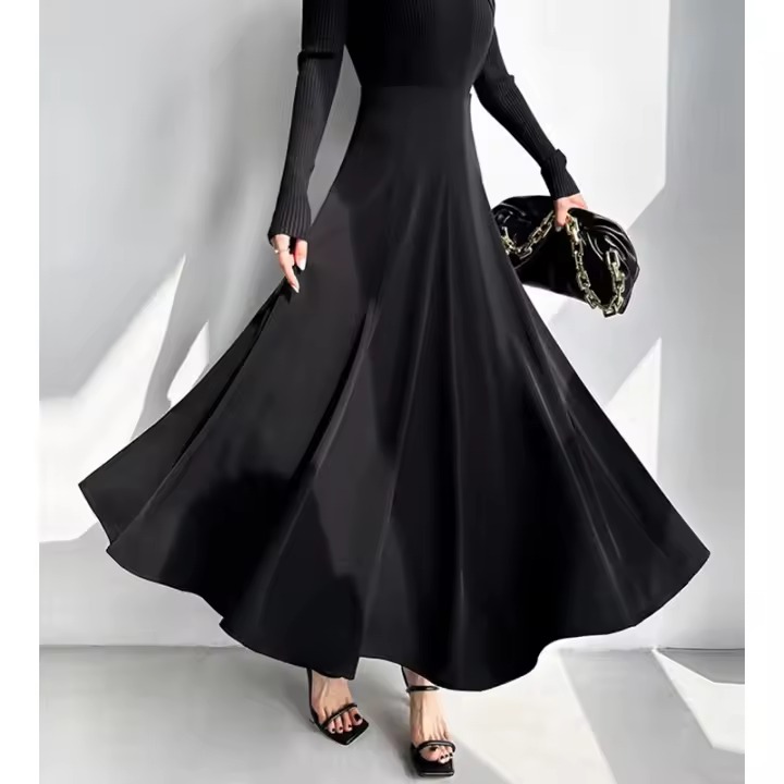 BGTEEVER-faldas elegantes y sueltas para mujer, faldas lisas de cintura alta, faldas Midi de gasa, moda de primavera y verano - 1