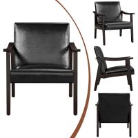 Salón Tapizado en Tela Sillón Individual con Respaldo Acolchado y Reposabrazos de Madera Maciza Sofá Individual Ergonómico Soporte 136 kg Gris - details 26