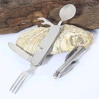 Juego de cubiertos multifuncionales para acampar, tenedor plegable de acero inoxidable, cuchara, abridor de cuchillos, villa desmontable, equipo de picnic VIE - details 1