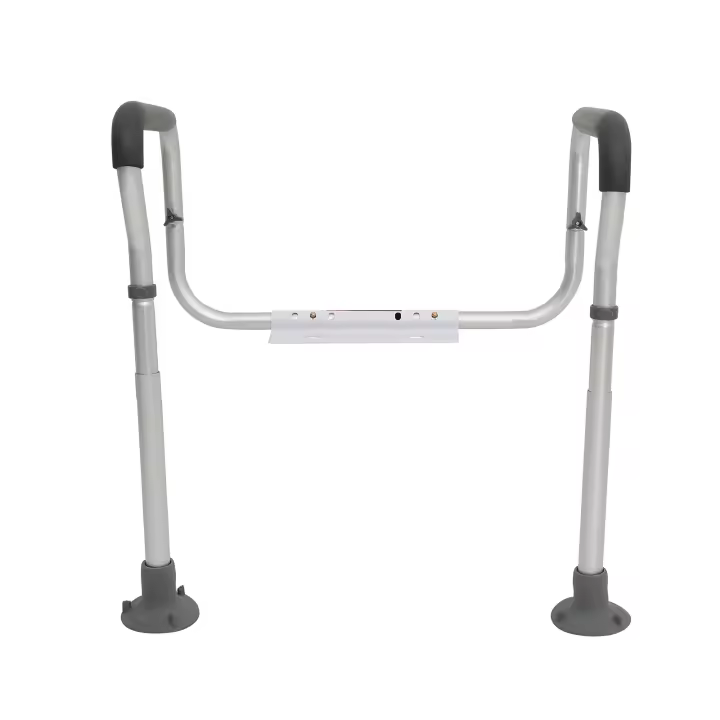 SucceBuy Barra de seguridad para inodoro, marco ajustable para asiento de inodoro, soporta 300 libras, barras de agarre con reposabrazos acolchados para personas mayores, discapacitados y discapacitados - 1