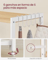 Estantería de Cocina de Metal con 2 Cestas Estante para Microondas, con Estantes y Ganchos - details 3