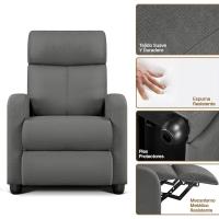 Sillón de Masaje Silla Relax Butaca Sofá Ajustable de Relajación con Función Reclinable para Sala de Estar y Dormitotio Gris - details 4