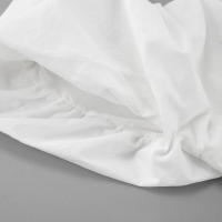 Vestido Xiaoxiangfeng de algodón y lino con cuello en V, manga abullonada y lazo, nuevo para otoño e invierno, versátil, de color blanco sólido. - details 23