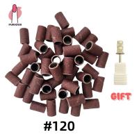 50 Uds Bandas de Lijado para Taladro de Uñas Acrílicas Desechables Gel Marrón Manicura y Pedicura con Vástago Plata - details 2
