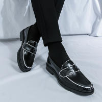 Mocasines de colores británicos para hombre, zapatos informales de tacón bajo con punta redonda de PU, simples y clásicos, de negocios - details 3