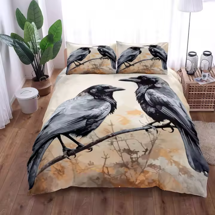 Edgar Ellen Poe The Raven Nevermore Juego de funda nórdica King Queen Doble Completo Twin Juego de ropa de cama individual - 1