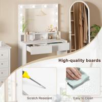 Tocador de Maquillaje Moderno con Luz LED y Espejo Grande Mueble de Dormitorio con 2 Cajones y 3 Compartimentos Abiertos - details 2