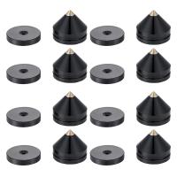 Juego de 8 almohadillas para pies de soporte de altavoz, aleación de aluminio, clavos de Metal, cono para suelo, color negro - details 0