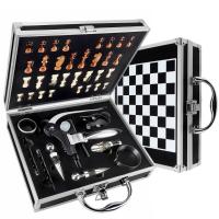 Set Sommelier Premium 9 Piezas Juego de accesorios para abridor de vino - Estuche Madera Vintage con Ajedrez, Accesorios Bronce Antiguo, Incluye Tirabuzón Doble + Dosificador Águila, Ideal para Regalos y Coleccionistas de Vino（Termómetro no incluido） - details 2