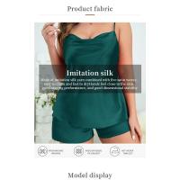 Conjunto de pijama de tirantes sueltos de seda sintética de talla grande para mujer con pantalones cortos para estar en casa en verano - details 1