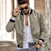 Chaqueta De Cuero Suelto Para Hombre Con Cuello Erguido Estilo Americano Casual Moda Primavera Otoño Botones Cardigan Moto & Biker - details 4