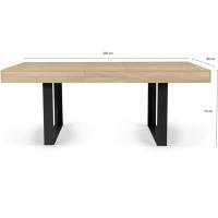 Mesa de comedor extensible rectangular para 6-10 personas, madera y negro, 160-200 cm - details 2
