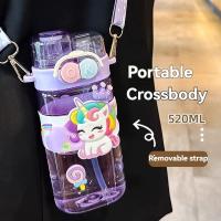 Bonita botella de agua de 520ml con pajita para niños, niñas escolares, sin BPA, taza deportiva para exteriores - details 4