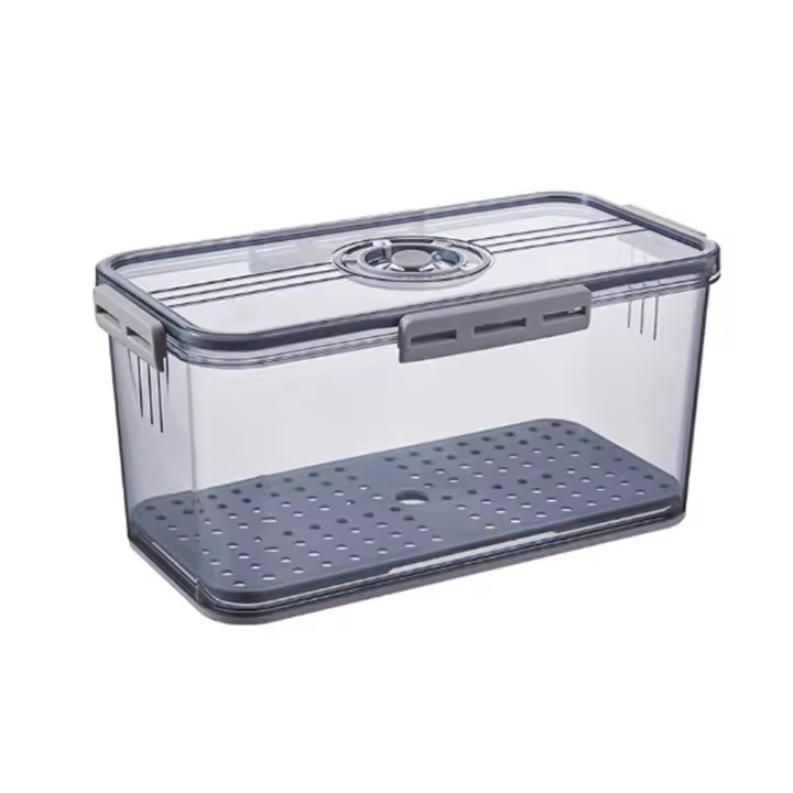 Caja de pan hermética para mostrador de cocina, contenedor de almacenamiento de pan, grabación de tiempo, tapa gris - 1