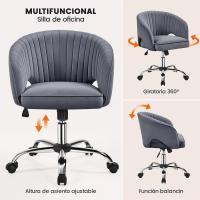 Rudas Giratorias 360 °    con Función Inclinación Sillon Trabajo Altura Ajustable Tapizada Terciopelo Gris Oscuro - details 3
