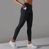 Leggings cruzados para mujer, pantalones de yoga con bolsillo, malla deportiva transpirable para correr y andar en bicicleta, leggings de entrenamiento de cintura alta - details 1