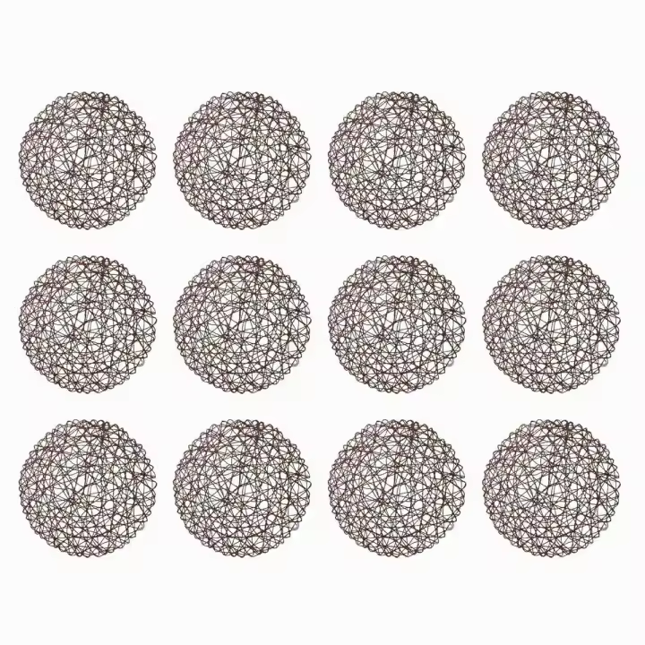 Tapetes redondos de fibra de papel tejida, tapete Natural trenzado decorativo, decoración de fiestas navideñas, juego de 12 pulgadas (café) - 1