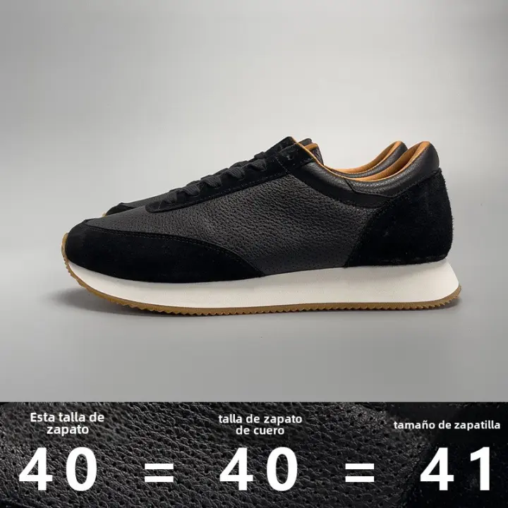 Zapatos casuales de alta gama con perforaciones de cuero bajo, zapatos versátiles de piel de vaca para hombres - 1