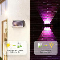 Lámpara de Pared Solar RGB de 4/6/8 LED de RXUNS Luz Moderna Impermeable para Exteriores con 2 Modos de Jardín Luz de Patio Garaje Puerta con Bombilla LED y Plástico ABS - details 2