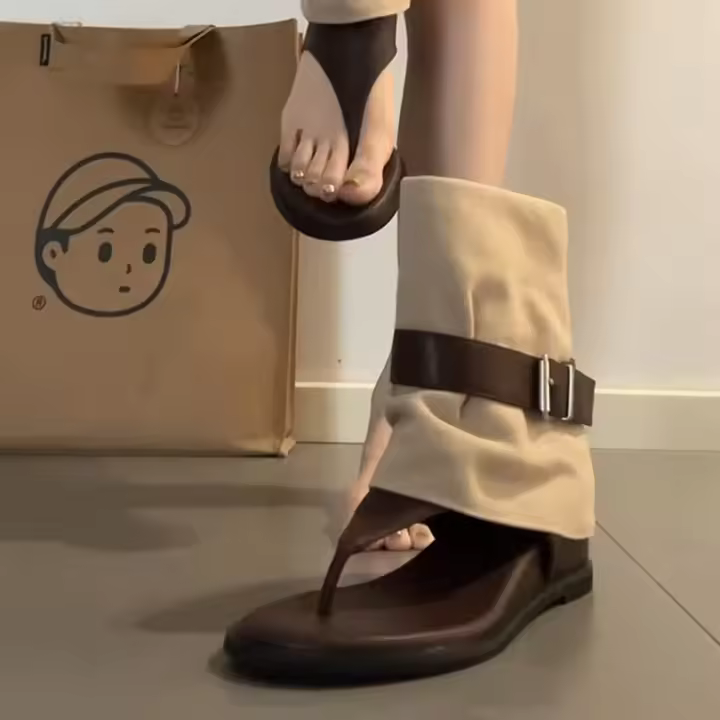 Moda de verano, botas geniales informales de alta parte superior abierta, botas geniales dedo del pie retro versátil, celebridades de Internet - 1