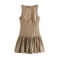 Vestido Mini con Volantes para Mujer 2025 Cremallera Trasera, Cuello Redondo, Sin Mangas, Moda Elegante - details 3